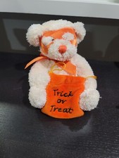 Masked Teddy Bear Plush Stuffed Animal W/ Trick or Treat Bag Halloween 5"