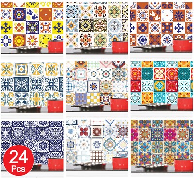Fliesenaufkleber 24 Stück Wand selbstklebend Vinyl Vintage Mosaik Küche abziehen & kleben