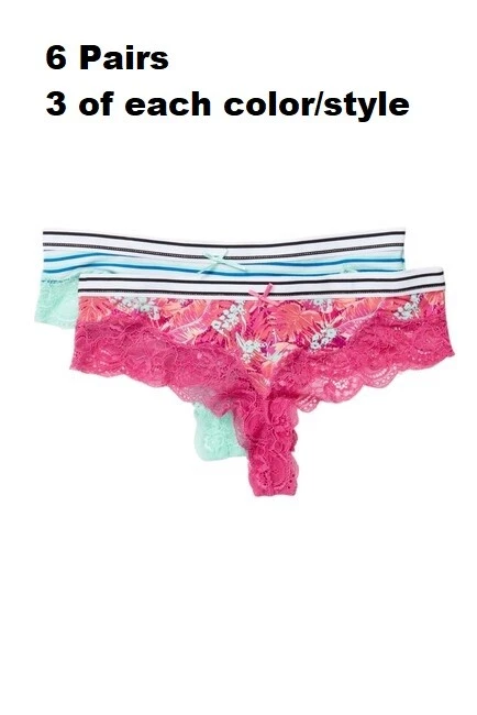 Tanga de encaje transparente HONEYDEW íntima Haley cintura con bandas MEDIANO nailon spandex 6pk Foto 2 de 4