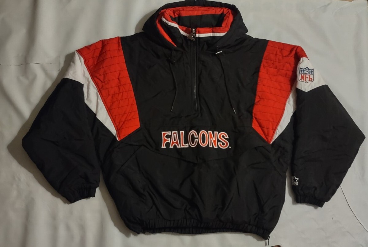 90s vintage starter NFL FALCONS 中綿ジャケット 90s Starter Atlanta Falcons NFL Jacket Black Red L – PopeVintage