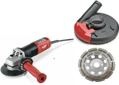 Flex LE 15-11 125 Winkelschleifer #447.722 + Absaughaube 452.572 + Schleifteller