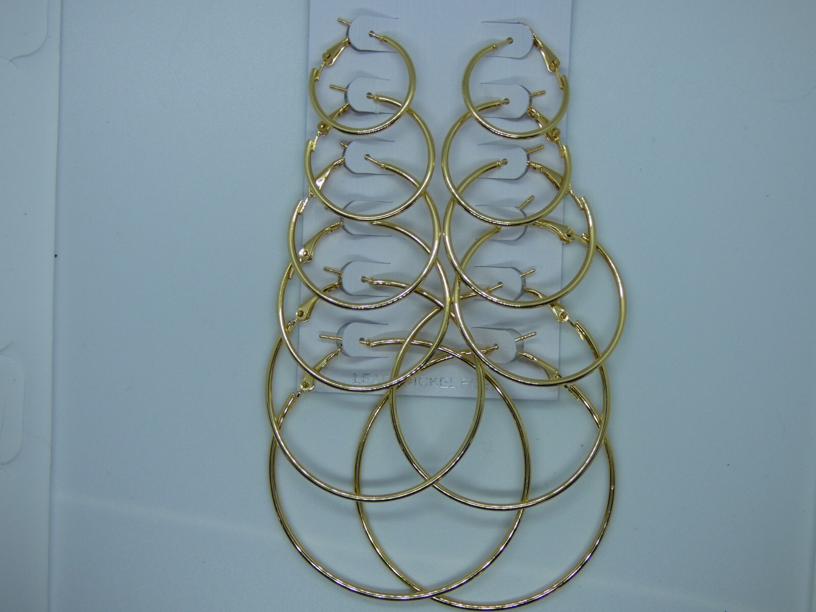 Gold-tone hoop earrings with hinge closure, set of 6 (0250)-image