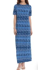 Donna Morgan Black & Blue  Short Sleeve Size 4 Maxi Dress