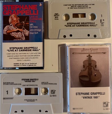 (2) STEPHANE GRAPPELLI CASSETTE TAPES: LIVE CARNEGIE HALL, VINTAGE 1981 - TESTED