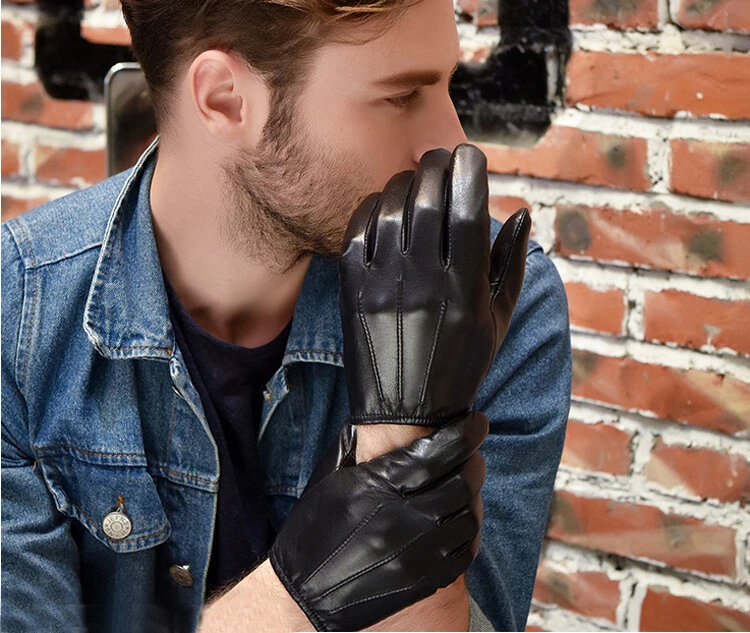 Man Cool New Unlined Real Italy Real Leather Gloves Black