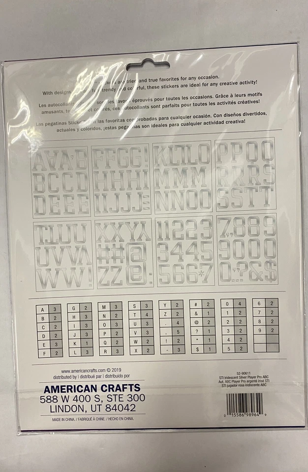 2-1/2 «ПЕРЕЛИВАЮЩИЙСЯ серебряный алфавит наклейки в игрок PRO жирный стикер 109 шт. - Изображение 4 из 4