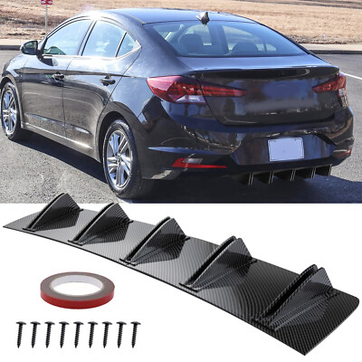 32'' For Hyundai Sonata Elantra Carbon Rear Lip Bumper Diffuser Shark Fin Spoiler