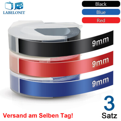 Dymo Prägeband 3D Embossing Schriftband 9mm für Dymo Omega Embossing Label Maker