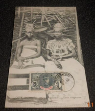 carte postale Côte d'Ivoire Grand-Bassam   Deux élégantes avec timbre 08