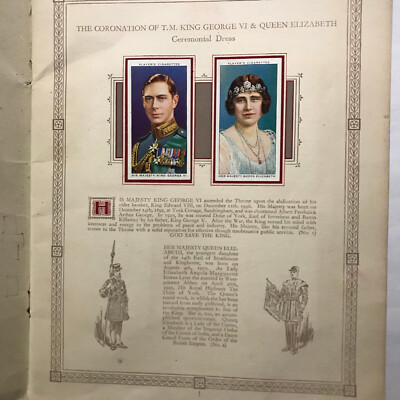 players cigarette cards coronation series 1937 1937 Set of 50 Coronation of HM King George VI & Queen Elizabeth Cigarette  Cards