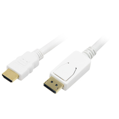 LogiLink DisplayPort HDMI Kabel 2m weiß  High Speed Full HD Adapterkabel 1080p