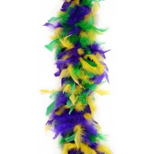 Mardi Gras Feather Boa and Costume Party Purple Green Gold Masquerade Ball Cost