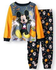Disney Mickey 2PC Halloween Long Sleeve Tight Fit Cotton Pajama Set Boy Size 3T