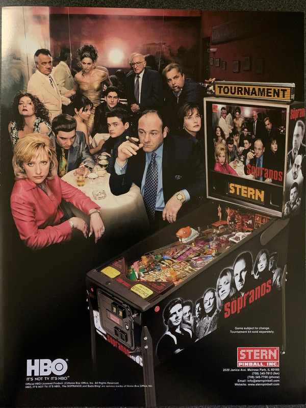 SOPRANOS Pinball - Original Stern Pinball Advertising Flyer 2005 -  Box Shipped