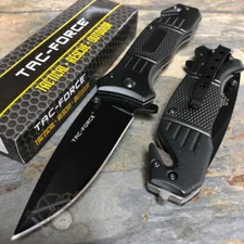 Tac Force Tactical Outdoor Rescue Hunting Spring Assisted Pocket Knife [Black]