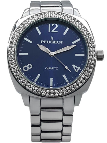 Peugeot 14K Gold Plated Watch, OverSized Boyfriend Style Swarovski Crystal Bezel - Picture 16 of 16