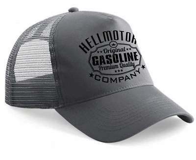 Hellmotors Gasoline Trucker Cap Oldschool Rockabilly Kappe Hotrod V8 dunkelgrau - Bild 1 von 4