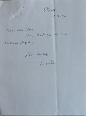Victoria Cross Captain Eric Wilson VC hand written letter