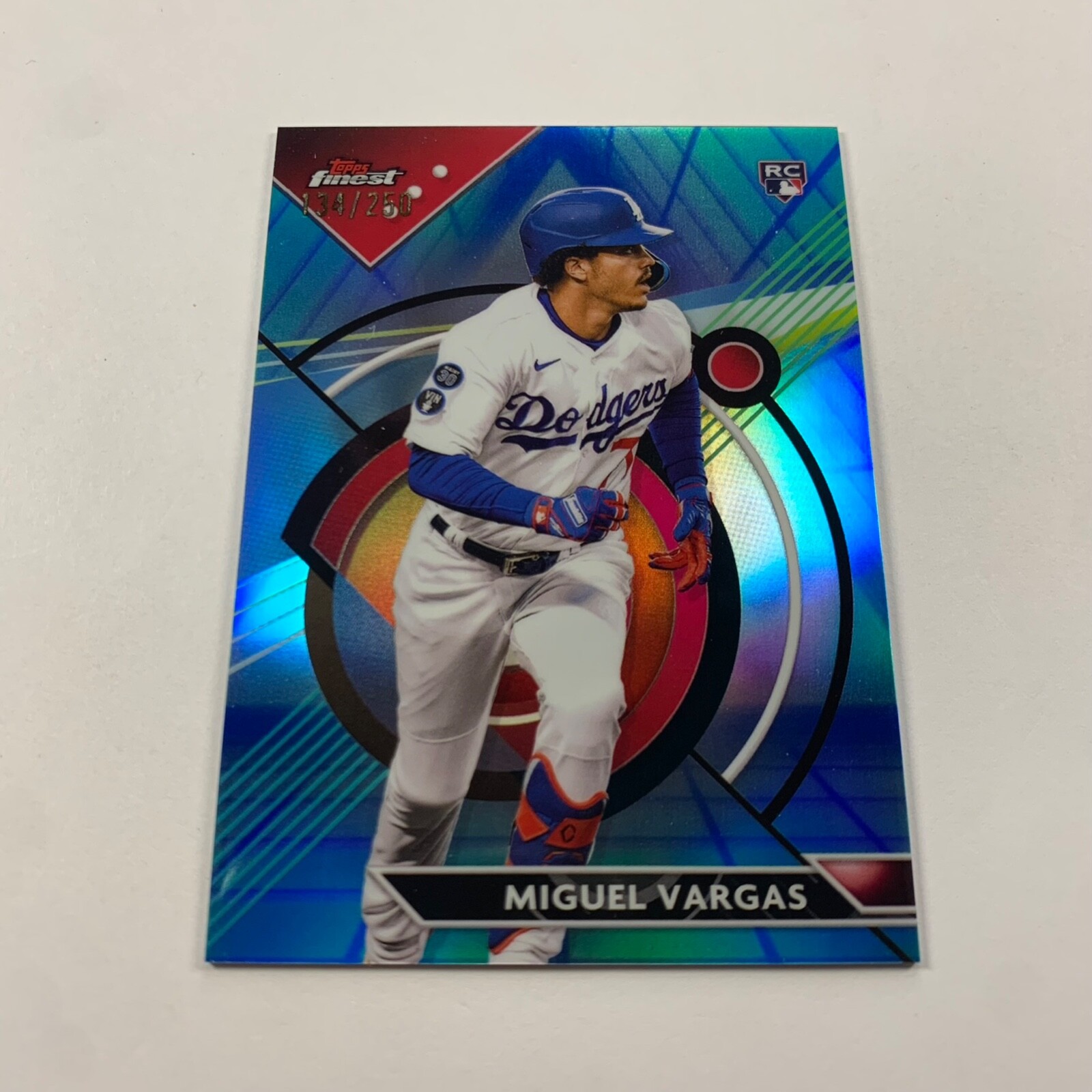 2023 Topps Finest Miguel Vargas /250 Blue Aqua Vapor Refractor #33 Rookie RC