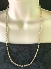 Sterling Silver 24" FAS Made in Italy Twisted Link Chain Necklace 4mm 10.5g