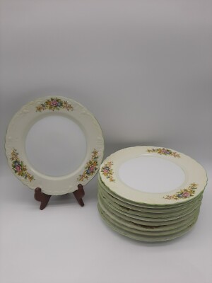 10 Embassy China Japan EMJ3 Yellow Scrolls Floral Green Trim  9¼'' DINNER PLATE