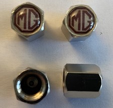 MG VALVE CAPS TYRE ALLOY WHEEL CAR DUST CAPS X4 ZT ZS MGF MGTF EZ CREAM MAROON