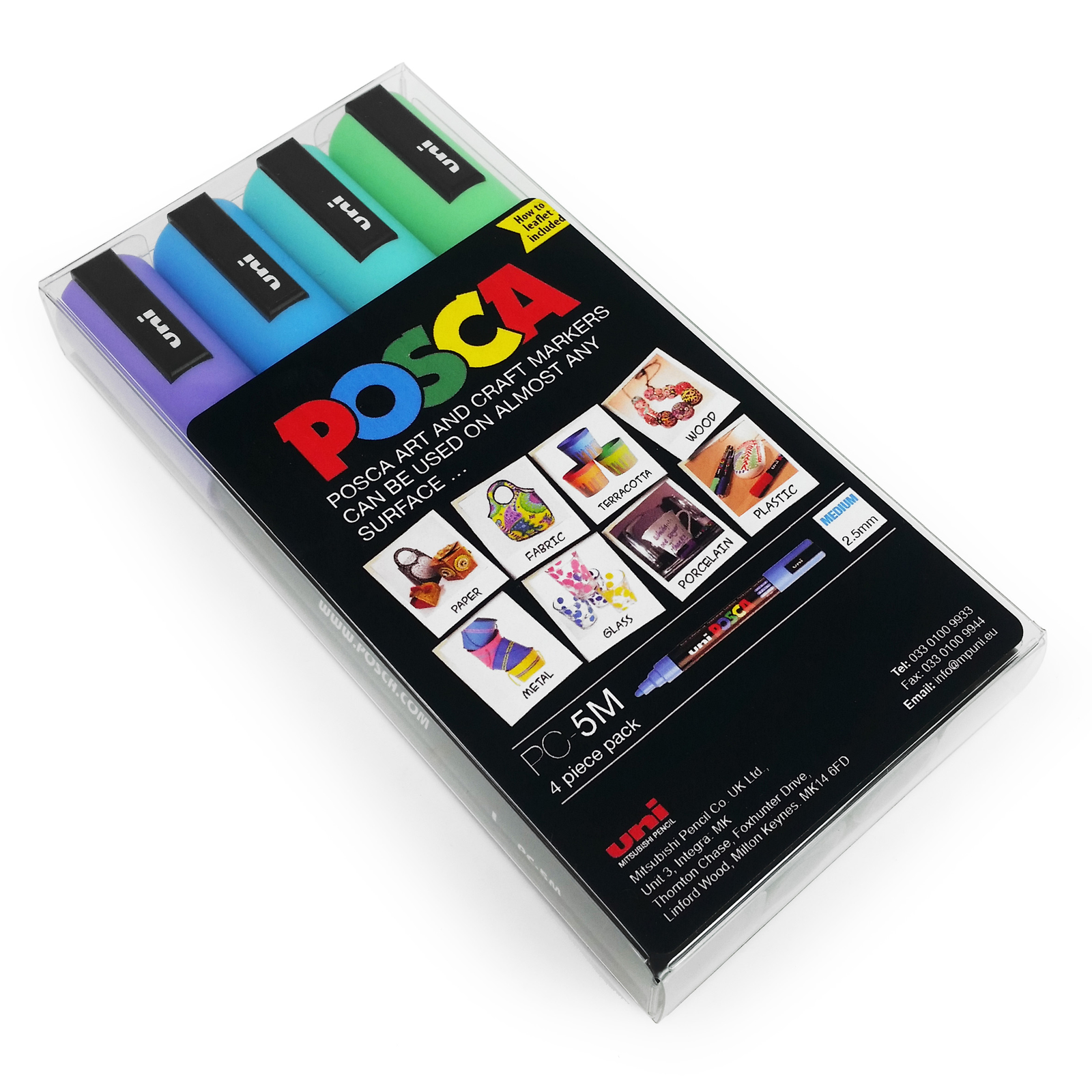 Uni Posca PC5M Art Marker Paint Pens Cool Pastel Set of 4 in