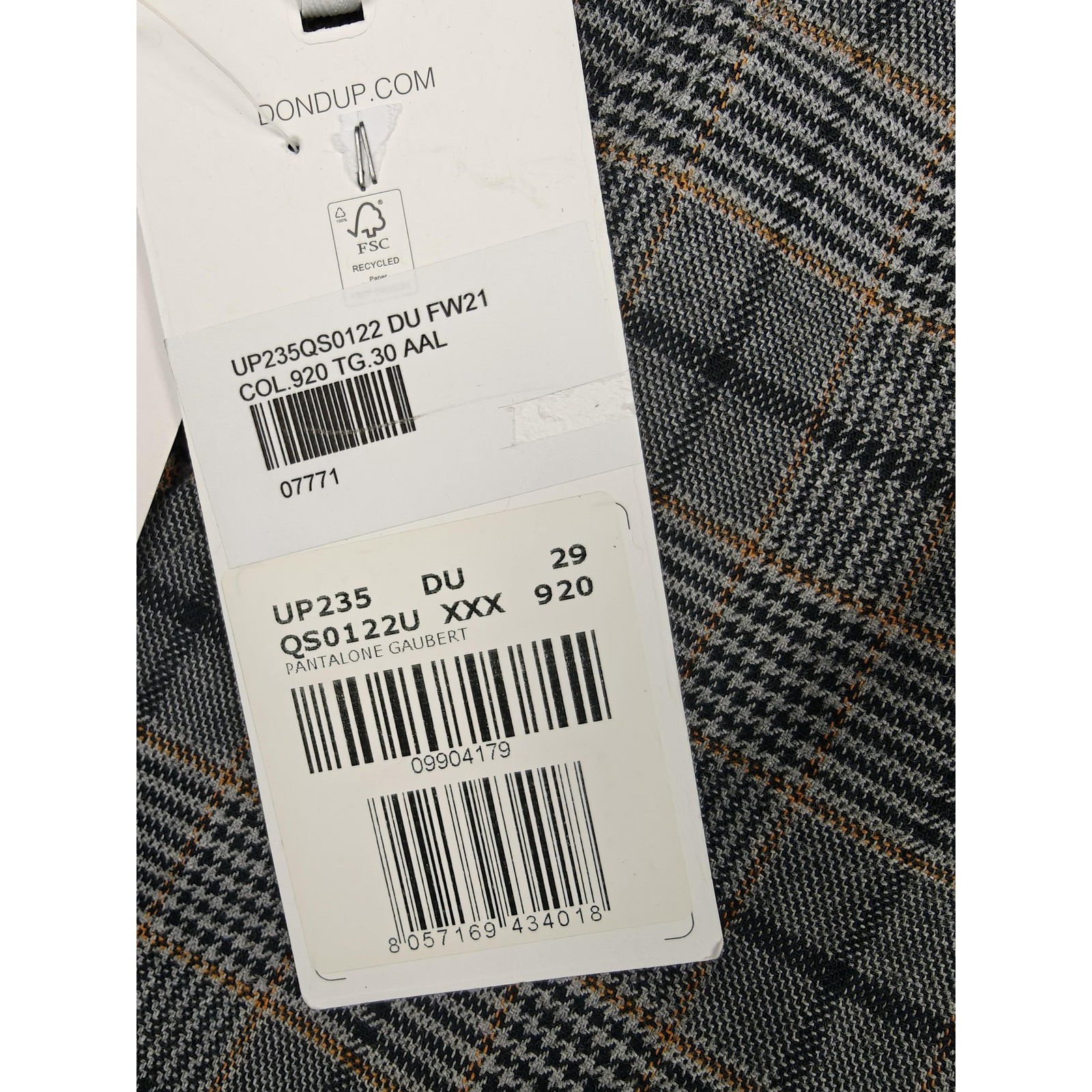 Dondup Pants Mens 29x30 Gray Gaubert Plaid Tweed Stretch Cotton Made Italy New image 4