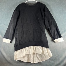 Urban Revivo Women's Dress Size S Black White Ruffle Hem 3/4 Sleeve Casual