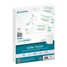 PrintWorks Raffle Tickets, Perforated Cardstock for with Tear-Away Stubs, 8.5 x