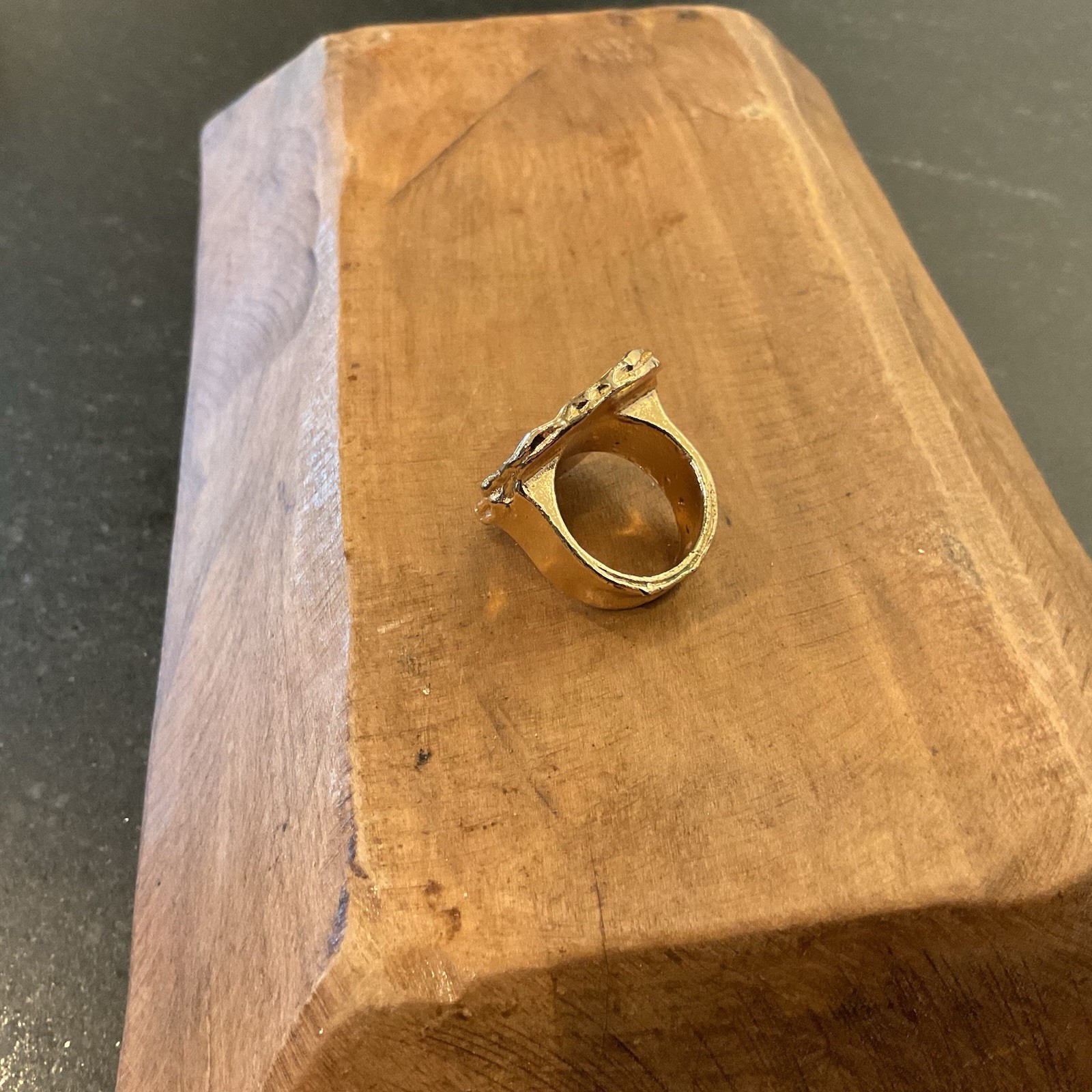 Gold Tone Statement Ring With Irregular Shaped Bl… - image 10