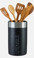 Premier Housewares Black Utensil Holder & Organiser| Chrome Kitchen Utensil Hol