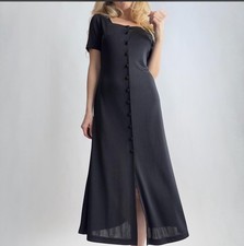 Black Button Down Front Vintage Midi Dress Size 6