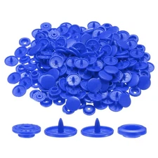 200 Set Plastic Snaps T5 Round Resin No-Sew Button Fasteners Kit, Dark Blue