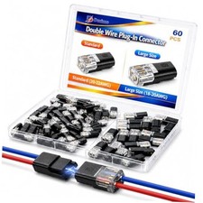 PCS Quick Connect Wire Connectors, No Wire Stripping - 2 Pin Double Wire 60