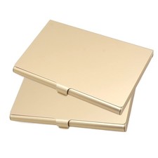 Pack of 2 Gold Metal Business Card Holder, Aluminum Alloy Business Card Case,...