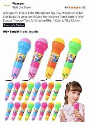 20 Pieces Echo Microphone Toy Play Microphones for Bulk Fun Voice Amplifying ...