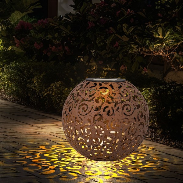 Kugelleuchte Stecklampe Solarleuchte Led Lichteffekt Orientalisch Erdspieß Rost-image