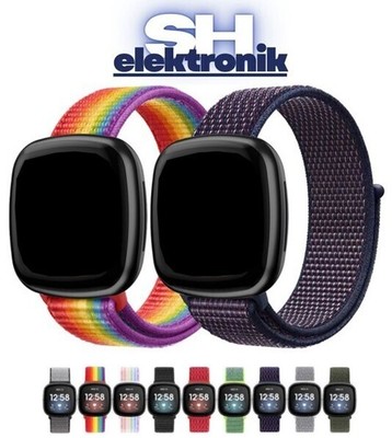 Für Fitbit Versa 3 / Sense Nylon Armband Nylonarmband Loop Band Klettband