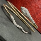 Italy Snake Serpent Bypass Cuff Bracelet 18K Yellow Gold & Diamond 19.9 Grams — photo 2