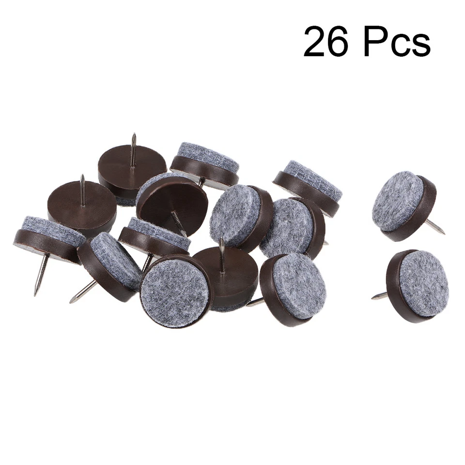 Almohadillas de fieltro para muebles para clavos silla deslizante protector de patas de mesa 24 mm de diámetro marrón 26 piezas Foto 2 de 4