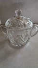 Vintage Anchor Hocking Clear Prescut Clear Glass  Sugar Bowl with LidAndHandles