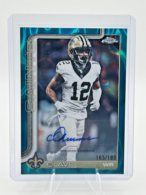 2025 Topps Chrome Football Chris Olave Teal Refractor Auto /199 Saints #BA-CO