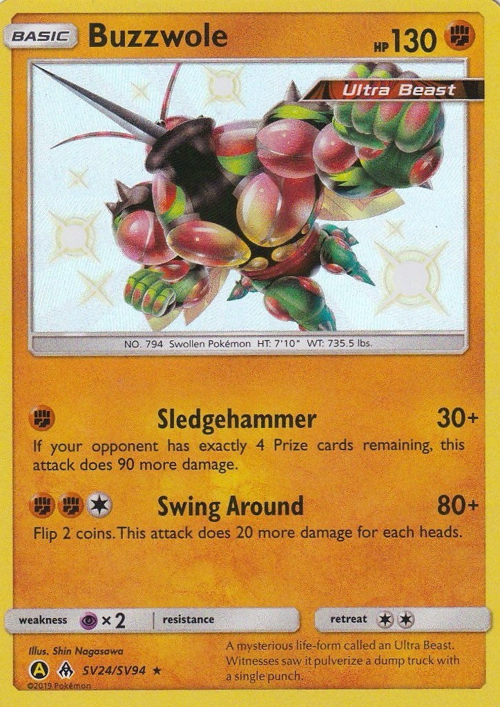 Pokémon TCG Buzzwole Hidden Fates SV24/SV94 Holo Shiny Holo Rare