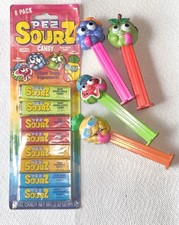 2002 RETIRED SET PEZ Sourz Sour Fruit PINEAPPLE, SOUR APPLE, WATERMELON GRAPE