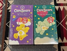 Lot of 2 Care Bears VHS Tapes -Big Star Round Up & The Great Race Sealed