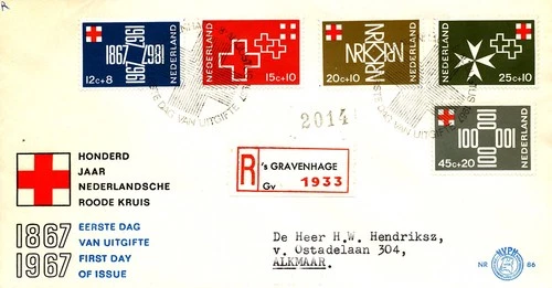 RED CROSS HEALTH MEDICINE 1967 NETHERLANDS FDC