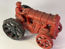 Antique Arcade Cast Iron Fordson FORD Farm Tractor with Driver RED BLACK PAINT