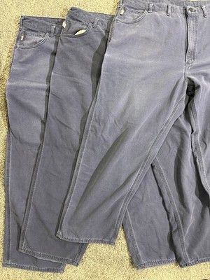 3 Carhartt Men s Fire Resistant Jeans Blue Size 48x30 Straight Leg Workwear Blue