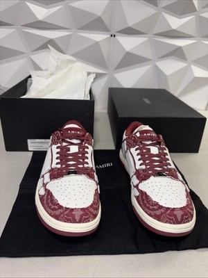 AMIRI Bandana Denim Skeleton Top Low Sneaker In Burgundy Size 41